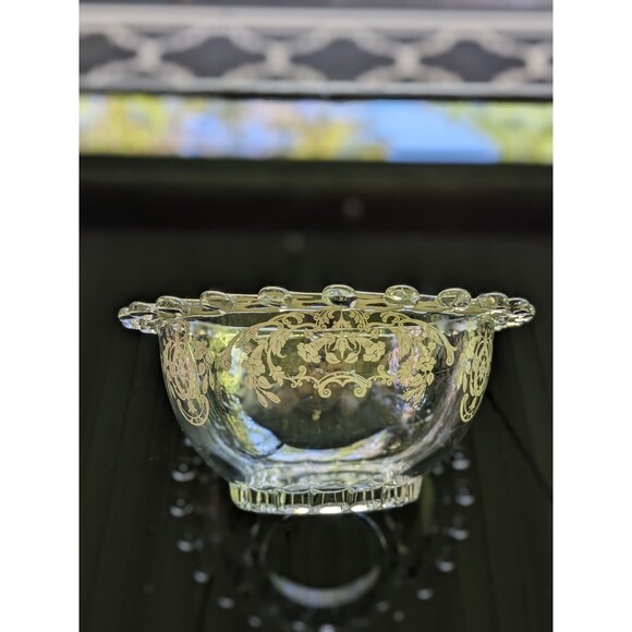 Heisey Lariat SilverOverlay “The Classic Butterfly” Vtg Glass Mayonnaise 7" Bowl - Picture 1 of 15